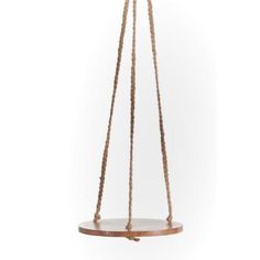 a wooden swing with rope hanging from it