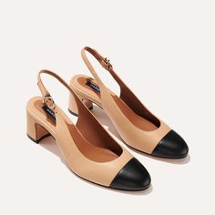 The Cluny Slingback - Dune and Black Nappa Mary Jane Flats, Leather Ballet Flats, Socks And Sandals, Boot Shop, Heeled Loafers, Bridal Designs, Handmade Shoes, Canvas Shoes, Paris Fashion