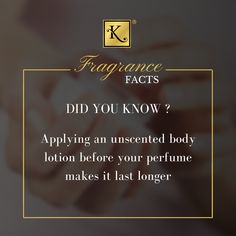 🇫🇷 Hydratez-vous d'abord pour faire durer votre parfum plus longtemps, ne mettez pas trop de parfum😉. 🇬🇧 Moisturize first to make your perfume last longer, don't bathe in it😉 . _____________________________________________ #karamatcollection #karamat #fragrance #fact #perfume #smell #scent #smellgoodfeelgood Parfum Quotes, Fragrance Tips, Unscented Body Lotion, Perfume Tips