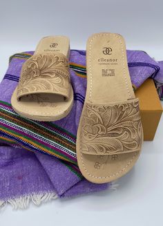 tan Everyday Sandals, Leather Slides, Dressed Down, Embossed Leather, Slip On Sandal, 5 Star, Slides, Dress Up, Sandals