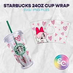 starbucks cup wrapper with pink hearts on it