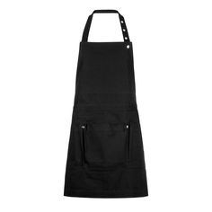 a black apron with two pockets on the front