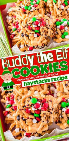 buddy the elf cookies recipe in a green box