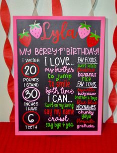 a chalkboard sign that says, my berry is birthday