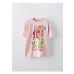 PRINTED SEQUIN T-SHIRT Zara Summer T-shirt With Text Print, Trendy Zara Graphic Print T-shirt, Zara Pink Casual T-shirt, Zara Playful Cartoon Print T-shirt, Spring Cartoon Print T-shirt, Zara T-shirt With Letter Print For Spring, Spring Cotton Tops With Character Print, Playful Pink T-shirt For Spring, Pink Character Print Tops For Summer