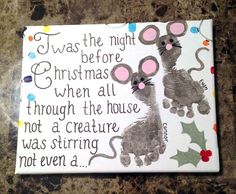 a christmas card with two mouses on it and the words, i was the night before christmas when all through the house not a creature was stirring