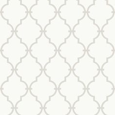 a white and grey wallpaper with an intricate design in the middle, on top of it