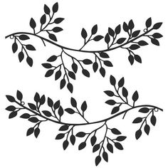 black and white drawing of two branches with leaves