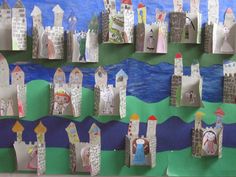 an art project with paper cut out of castles