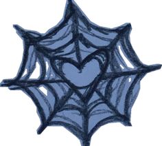 a drawing of a spider web with hearts on it