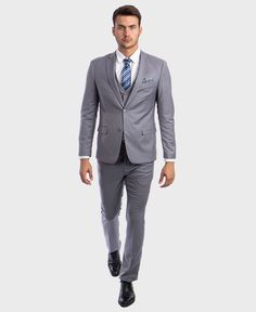 The Gray two-button single-breasted jacket features a slim notched lapel. In addition, the suit offers unrivaled comfort in its slim fit design and it’s expertly designed to keep you dry on a hot day. Wear it with or without the matching color vest. Features Includes: Suit Jacket, Vest, and Pants JACKET: Full Lined,2 Button closure, Notch Lapel. Side Vents PANTS: Flat Front Tapered, 37 Inch Inseam, unhemmed. ,Flat Front- Open Bottom - Super Skinny, Lined to the knee VEST: 4 button Fit: Super Ski Grey Wedding Suit, Grey Suit Wedding, Prom Suit, Vest And Pants, Grey Wedding, Prom Suits, Wedding Suit, Gray Weddings, Jacket Vest