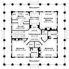 the first floor plan for this house is shown in black and white, with three separate rooms