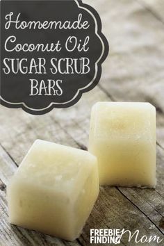 A day at the spa not in your budget? No problem, give yourself (or a friend) a luxurious spa feeling with these homemade coconut oil sugar scrub bars without the hefty price tag. These all natural homemade sugar scrub bars will gently exfoliate and cleanse your skin, leaving your skin feeling hydrated, smooth and soft.  You can customize this easy DIY recipe by substituting your favorite essential oils. These homemade coconut oil sugar scrub bars also make great DIY gifts. Sugar Scrub Bars, Scrub Bars, Coconut Oil Sugar Scrub, Homemade Sugar Scrub, Scrub Homemade, Homemade Coconut Oil, Sugar Scrub Homemade, Diy Kosmetik, Luxurious Spa