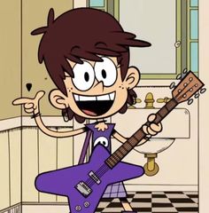 a cartoon character playing an electric guitar