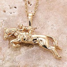 Jumper Necklace, 14k Gold | Ashley's Equestrian Jewelry Classic Formal Jewelry With Horse Design, Elegant Horse Design Pendant Jewelry, Formal Horse Design Pendant Jewelry, Elegant Jewelry With Horse Design For Shows, Elegant Formal Necklace With Horse Design, Elegant Gold Jewelry With Horse Design, Elegant Horse Design Jewelry For Shows, Classic Gold Jewelry With Horse Design, Formal Pendant Jewelry With Curb Chain