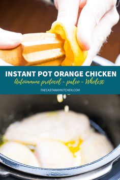 the instant pot orange chicken is being cooked