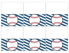 four different baseballs with diagonal stripes on the bottom and one ball in the middle