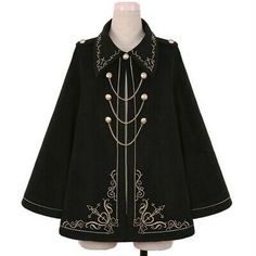 Premium Quality Lady Gothic Lolita Cloak Cape Jacket Winter Quilted Coat Poncho Retro Black Tops, Womens Clothing Embroidery Winter, Jacket Embroidery, Cape Designs, Cape Jacket, Quilted Coat, Fantasy Clothing, Fantasy Fashion, Lolita Dress, Gothic Lolita