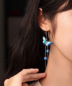 Chic Blue Sterling Silver Cloisonne Butterfly Floral Drop EarringsMade of fine Silver Cloisonne.Measurement: 7.8cm/3.042" * 4cm/1.56". Matches easily with daily hairstyle, dresses & Shirts Daily Hairstyles, Fine Silver, Take That, Drop Earrings, Sterling Silver, Floral, Silver, Dresses, Blue