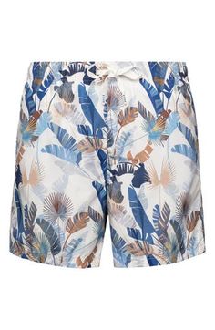 These printed swim trunks made of lightweight, quick-drying fabric sport a roomy fit and back pocket for essentials. Elastic/drawstring waist Back zip pocket Mesh liner 100% polyester Machine wash, line dry Made in Italy Printed Cotton Swim Trunks, Blue Functional Swim Trunks With 4-way Stretch, Blue Functional 4-way Stretch Swim Trunks, 4-way Stretch Nylon Swim Trunks With Pockets, Blue 4-way Stretch Swim Trunks, Hairstyling Products, Rollerball Perfume, Blue Fits, Printed Swim