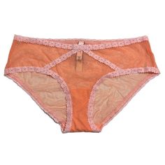 New Hipster Pantie Underwear. Polyamide Blend. Orange Mesh Material With Pink Floral Lace Trim. Sheer Pink Bottoms For Spring, Pink Sheer Stretch Bottoms, Victoria's Secret Pink Brief Bottoms, Pink Feminine Bottoms With Lace Trim, Feminine Pink Bottoms With Lace Trim, Pink Stretch Bottoms By Victoria's Secret, Victoria's Secret Pink Stretch Bottoms, Victoria's Secret Pink Bottoms For Spring, Pink Summer Sleepwear Brief