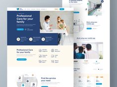 the landing page for an app that is designed to look like a hospital