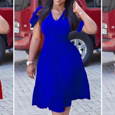 Royal Blue Short Sleeve Pleated Dress Size Large. Brand New Pleated Dresses, Line Dresses, Casual Wear Dress, Royal Blue Dress, Ruffle Midi Dress, A Line Dresses, Graduation Outfit, Pleated Midi Dress, Draped Dress