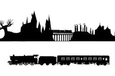 black and white silhouettes of different types of transportation in the world, including trains