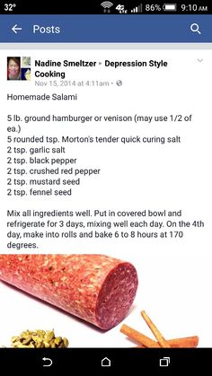 an image of a sausage on the app store's facebook page, with instructions for cooking