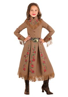 PRICES MAY VARY. Size: Medium COSTUME INCLUDES: This Annie Oakley Costume for kids includes a western dress and a faux leather belt with a metal buckle. FROM FUN COSTUMES: Halloween costumes are what we do and we're always excited to make outfits for the most famous figures of all time. Now your little one can experience the wild west by roleplaying as the legendary historical figure and ace sharpshooter Annie Oakley with this costume! AUTHENTIC DESIGN: We designed this Annie Oakley kids costume Annie Oakley Costume, Western Costume, Pink Cowgirl Boots, Costume For Girls, Annie Oakley, Cowboy Costume, Cowgirl Costume, Calf Length Skirts, Girls Red