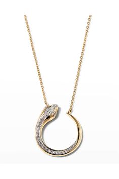 PCU64 Frederic Sage 18K Yellow Gold Medium Eden Snake Diamond Necklace Snake Diamond Necklace, Angle Sketch, Snakes Jewelry, Serpent Jewelry, Necklace Model, Diamond Pendants Designs, Gold Jewellry, Jewellery Design Sketches, Snake Pendant