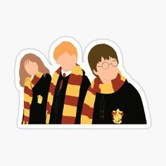 three harry potters sticker with the characters from harry potter and hermilan