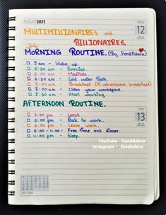 a notebook with writing on it and numbers in different languages, including the word'routine '