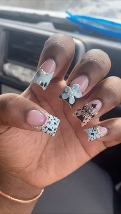 short duck nails | #y2k | #ducknails | #acrylic | #bluenails Duck Nails Y2k, Birthday Fit, Nails Y2k, Birthday Fits, Long Acrylic, Nails Inspo, Best Acrylic Nails