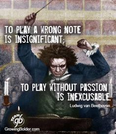 an image of a man holding a wand in his hand with the caption to play a wrong note is indifferent, to play without passion is incexable