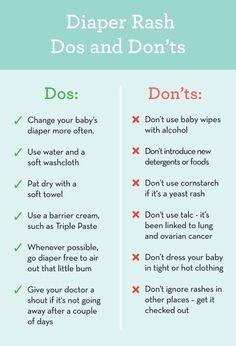 diaper bash dos and don'ts info sheet with instructions on how to use it