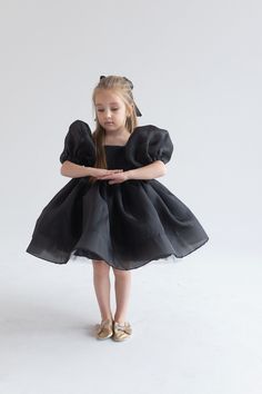 Black Organza Dress, White Flower Girl Dress, First Birthday Dress, Ivory Girl Dress, Princess Dress, Toddler Party Dress, Fancy Dress Girl - Etsy Princess Puff Sleeve Dress For Dress-up, Spring Princess Style Puff Sleeve Party Dress, Puff Sleeve Tulle Party Dress, Black Princess Dress For Spring, Black Princess Style Spring Dress, Elegant Fitted Princess Dress With Puff Sleeves, Elegant Princess Dress With Puff Sleeves For Dress-up, Princess Style Puff Sleeve Dress For Party, Elegant Puff Sleeve Princess Dress For Wedding