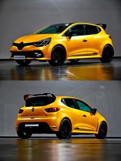 two different views of the same yellow car