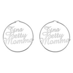 Font: These earrings are allow for customization in the middle of the earrings. You can choose a custom name or word style to make the earrings more cool and unique. It is suitable to wear this unique name earring in your daily life or on some special occasions, or as a gift to your girlfriend or family. We will put it in a beautiful box and send it to your side Name Hoop Earrings, Unique Name, Name Earrings, Unique Names, Name Jewelry, Personalized Gifts For Her, Xiamen, Stainless Steel Pendant, Custom Name