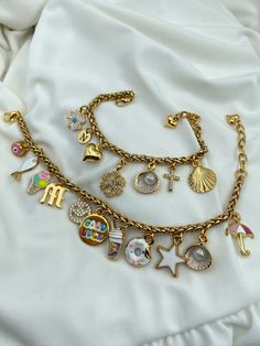 Charm Bracelet Making Party, Making Charm Bracelets, Cool Etsy Finds, Homemade Charm Bracelets, Diy Charm Bracelet Ideas, Charm Bracelet Ideas, Charm Bracelet Making, Charm Bracelet Diy, Charm Bracelet Gold