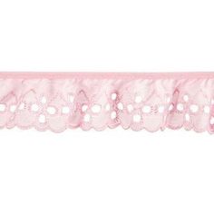 a pink lace trim with flowers on it