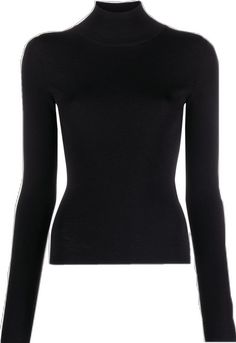 Elegant Long Sleeve Turtleneck With Ribbed Neckline, High Neck Turtleneck For Workwear, Elegant High-neck Turtleneck With Ribbed Collar, Elegant High Neck Top With Ribbed Collar, Elegant Turtleneck Mock Neck Top, Elegant High Neck Turtleneck With Ribbed Cuffs, Black High Neck Top With Ribbed Neckline, Elegant Stretch Turtleneck With Ribbed Collar, Black Ribbed Turtleneck For Winter