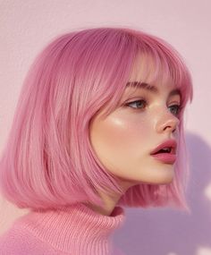 Pink Hair with Face-Framing Locks Pink Purple Hair Color, Hair Color Styles, Pastel Pink Hair Color, Purple Hair Color, Pink Purple Hair, Stylish Short Haircuts, Pastel Pink Hair, Hair Color Purple