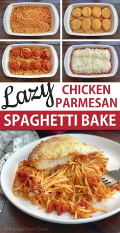 easy chicken parmesan spaghetti bake recipe with step by step instructions on how to make it