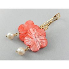 The Cherry Blossom Earrings Feature Mother Of Pearl Flowers, Freshwater Pearls And Handmade Gold Filled Ear Wires. The Red Flower Earrings Are Two Inches Long. Elegant Orange Flower Earrings For Gift, Red Flower Charm Earrings, Elegant Red Handmade Flower Earrings, Elegant Handmade Red Flower Earrings, Elegant Red Flower Earrings With Ear Wire, Elegant Orange Flower Earrings, Elegant Red Flower Earrings, Delicate Red Flower Jewelry, Delicate Red Flower Shaped Jewelry