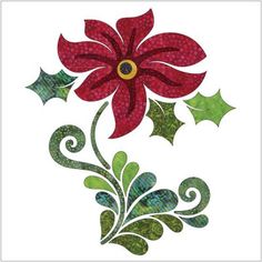 Poinsettia - Applique Christmas Applique Patterns, Christmas Applique Designs, Applique Quilt Patterns, Christmas Applique, Flower Quilt, Applique Quilting, Diy Quilt, Hand Applique, Quilting For Beginners