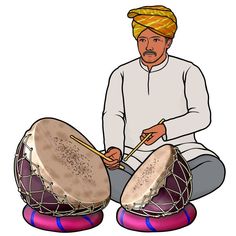 Indian and Middle Eastern  drums ; Nagada, Nagara, Nakkare, Naqareh ;  illustration by ”IROMBOOK” Tamil Activities, Wedding Drawings, Watch Dogs Art, Hindu Marriage, Pongal Celebration, Birthday Banner Background Hd, Coreldraw Design