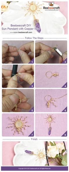 #Beebeecraft #DIY #Sun #Pendant with Copper #Wire. let me know what you think of this new design. 🥳 Copper Wire Crafts, Hadiah Diy, Jewelry Making Wire, Wire Wrapped Gemstones Pendant, Wire Wrapping Diy