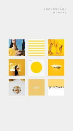 the cover for moodboard monday's new album, fresh yellow is shown in several different colors