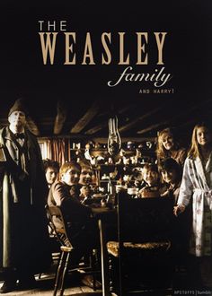 the weasley family and many other people are gathered around a dining room table